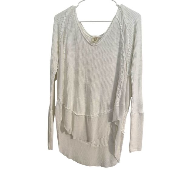 We the Free People Womens Small Catalina White Thermal Long Sleeve V-neck Top - Picture 2 of 10